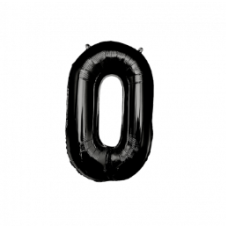Folie ballon - ZWART - 86 cm - Cijfer 0