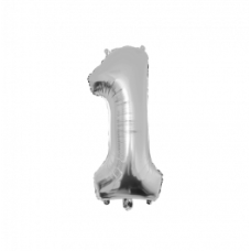 Folie ballon - Zilver - 86 cm - Cijfer 1