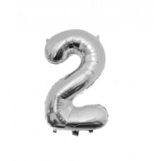 Folie ballon - Zilver - 86 cm - Cijfer 2