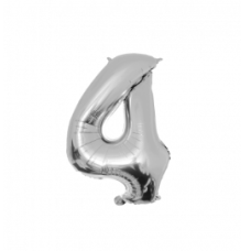 Folie ballon - Zilver - 86 cm - Cijfer 4