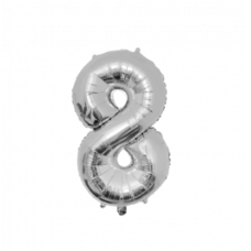 Folie ballon - Zilver - 86 cm - Cijfer 8