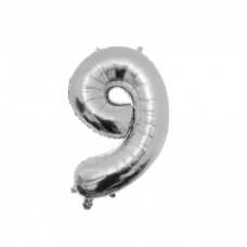 Folie ballon - Zilver - 86 cm - Cijfer 9