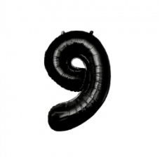 Folie ballon - ZWART - 86 cm - Cijfer 9