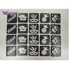 Glittertattoo sjablonen set CARNAVAL (20 stuks)
