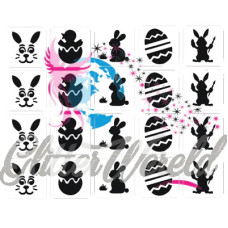 Glittertattoo sjablonen set PASEN (20 stuks)