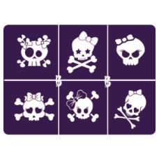 Glitter Tattoo sjablonen set - A5 - Cute Skulls