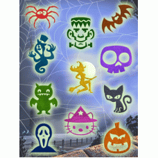 Glittertattoo sjablonen set Halloween 1 - Cat  (11 stuks)
