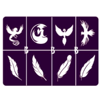 Glitter Tattoo sjablonen set - A5 - Feathers & Phoenix