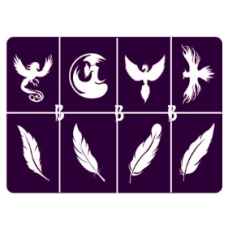 Glitter Tattoo sjablonen set - A5 - Feathers & Phoenix