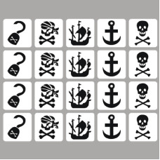 Glittertattoo sjablonen set PIRAAT  (20 stuks)