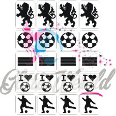 Glittertattoo sjablonen set VOETBAL  (20 stuks)