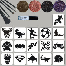                                                           Complete  Glittertattoo set JONGENS (16 glittertattoos)