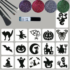 Complete  Glittertattoo set HALLOWEEN (16 glittertattoos)