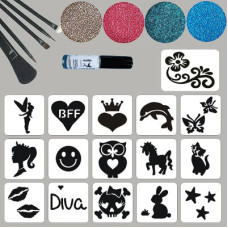                                                           Complete  Glittertattoo set MEISJES  (16 glittertattoos)
