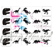 Glittertattoo sjablonen set DINO (20 stuks)