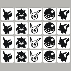 Glittertattoo sjablonen set POKEMON (20 stuks)