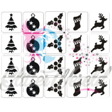 Glittertattoo sjablonen set KERST (20 stuks)