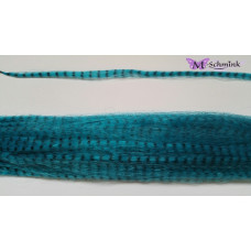 10 synthetische hair feathers grizzly - AQUA + ring