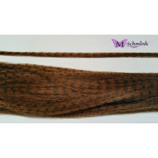 10 synthetische hair feathers grizzly - BRUIN + ring