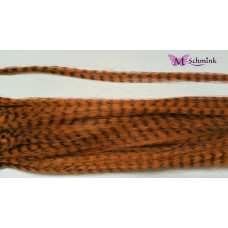 10 synthetische hair feathers grizzly - ORANJE + ring