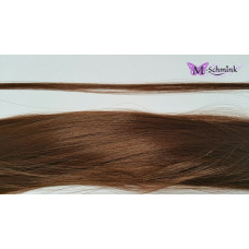 10 synthetische hair feathers effen - BRUIN + ring