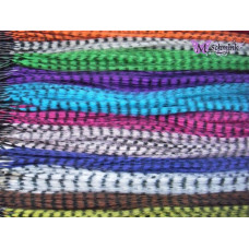 24 synthetische hair feathers GRIZZLY + ring