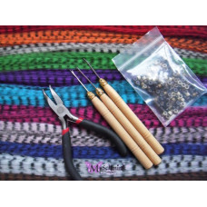Starters set hair feathers 120 gestreept/grizzly + ringetjes + inzet kit