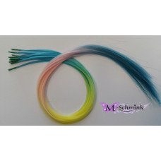 10 REGENBOOG hair feathers PASTEL LICHT (ca. 55 cm.) + ring