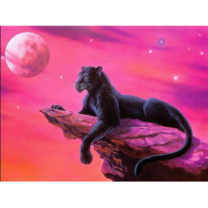                                       ACTIE Diamond painting PANTHER PINK  30 x 40 cm.