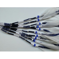 Ibiza wrap met veer (031) Wit - Donker blauw (~30 cm.)