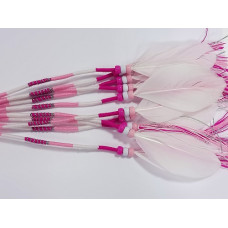 Ibiza wrap met veer (035) Wit-Roze-Fuchsia (~30 cm.)