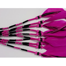 Ibiza wrap met kraaltjes (051) Fuchsia - Zwart geblokt (~30 cm.)