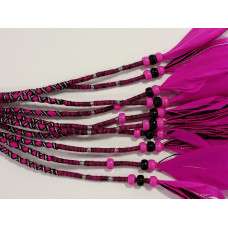 Ibiza wrap met kraaltjes (046) Fuchsia - Zwart gekruist (~30 cm.)
