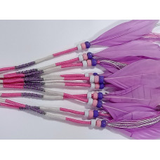 Ibiza wrap met veer (012) Wit-Roze-Lila (~30 cm.)
