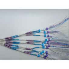 Ibiza wrap met veer  (007) Blauw - lila - wit (~30 cm.)