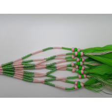 Ibiza wrap met veer (008) Lichtroze - groen (~30 cm.)