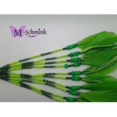 Ibiza wrap met veer (009) Neon groen -  groen geblokt (~30 cm.)