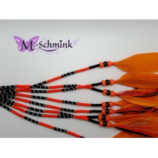 Ibiza wrap met veer (010) Oranje - zwart geblokt (~30 cm.)