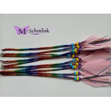 Ibiza wrap met  veer (004) REGENBOOG (glanzend- ~30 cm.)