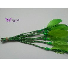 Ibiza wrap met veer (022) Groen gekruist (~30 cm.)