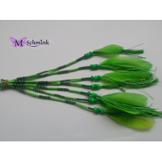 Ibiza wrap met veer (021) Groen geblokt (~30 cm.)