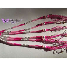 Ibiza wrap met kraaltjes (050) Roze - Wit (~30 cm.)