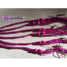 Ibiza wrap met kraaltjes (055) Fuchsia - Paars gekruist (~30 cm.)