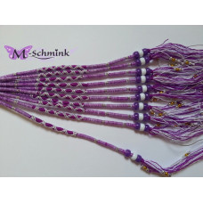 Ibiza wrap met kraaltjes (048) Paars-Wit gekruist (~30 cm.)