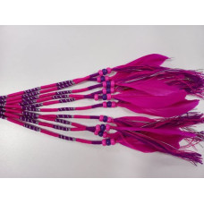 Ibiza wrap met veer (040) Fuchsia Paars geblokt (~30 cm.)