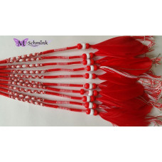 Ibiza wrap met veer (033) Rood / Wit met rode veer (~30 cm.)
