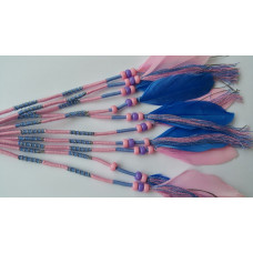 Ibiza wrap met veer (029) Roze / Lavendel (~30 cm.)