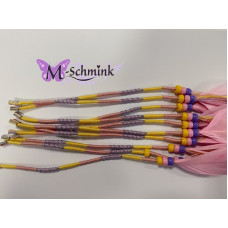 Ibiza wrap met  veer (005) Geel-Lichtroze-Lavendel (~30 cm.)