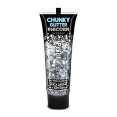 ACTIE Chunky Compleet Intergalactic Silver glitter + Fix 12 ml. PaintGlow  (Haar + Body)