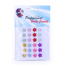 Body Strass steentjes bloem medium 24 stuks a 10 mm.